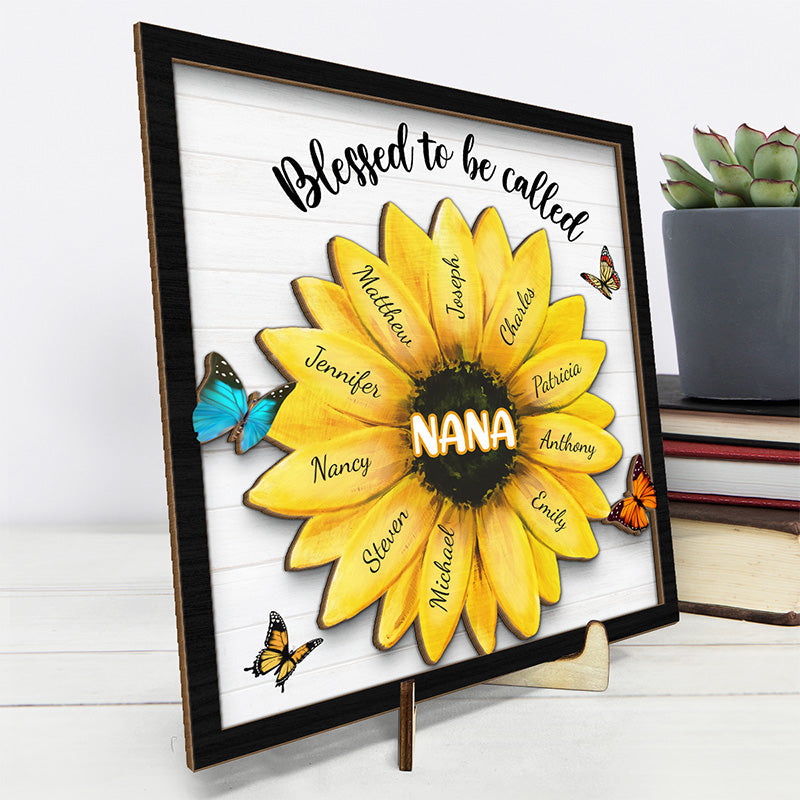 Blessed To Be Called - Family Personalized Custom 2-Layered Wooden Plaque With Stand - House Warming Gift For Grandma