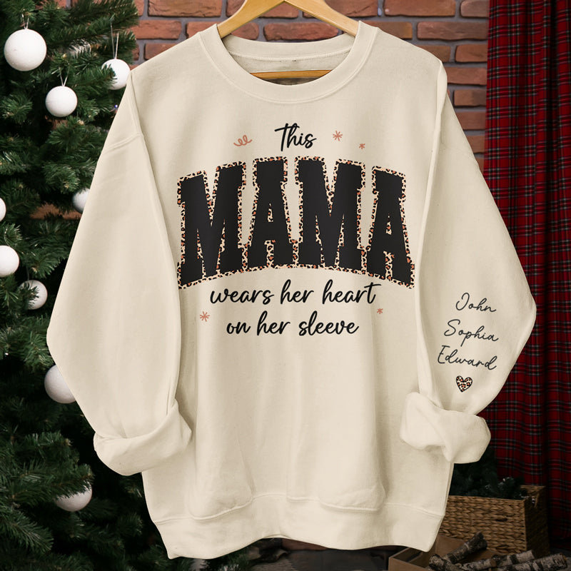This Grammy Wears Her Heart On Her Sleeve  - Family Personalized Custom Unisex Sweatshirt With Design On Sleeve - Gift For Mom, Grandma