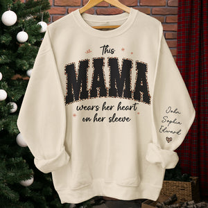 This Grammy Wears Her Heart On Her Sleeve  - Family Personalized Custom Unisex Sweatshirt With Design On Sleeve - Gift For Mom, Grandma