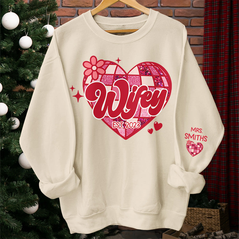 Wherever She Is, That's Where My Home Is - Couple Personalized Custom Unisex Sweatshirt With Design On Sleeve - Gift For Husband Wife, Anniversary