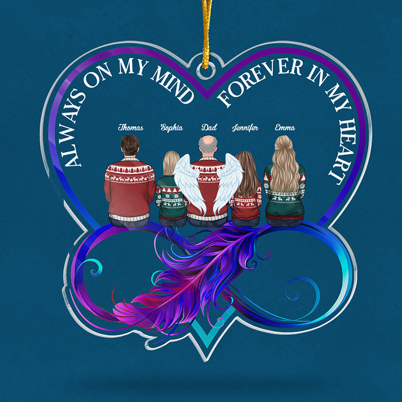You're Forever In Our Hearts - Memorial Personalized Custom Ornament - Acrylic Infinity Heart Shaped - Christmas Gift, Sympathy Gift For Family Members