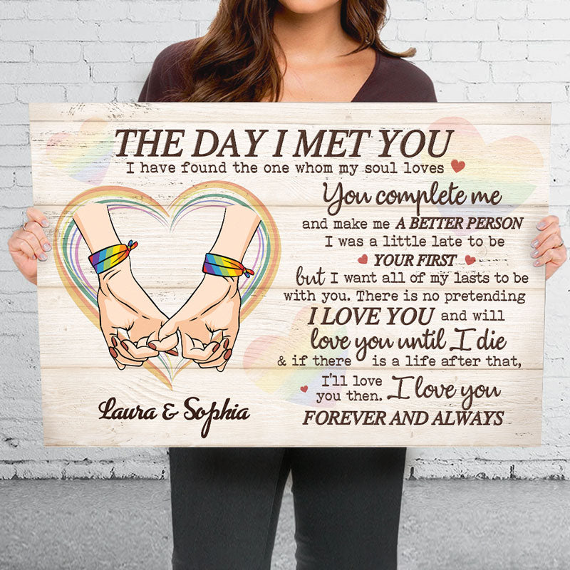 You Complete Me And Make Me A Better Person - Couple Personalized Custom Horizontal Canvas - Gift For Husband Wife, Anniversary, LGBTQ+