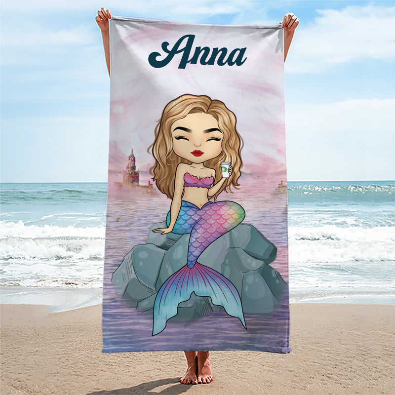 Happy Times And Good Sunshine - Bestie Personalized Beach Towel - Summer Vacation Gift, Birthday Pool Party Gift For Best Friends, BFF, Sisters