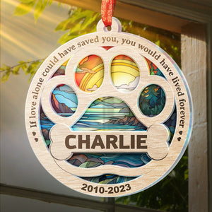 No Longer By My Side, Forever In My Heart - Memorial Personalized Custom Suncatcher Ornament - Acrylic Round Shaped - Sympathy Gift For Pet Owners, Pet Lovers