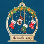 Lovely Stockings Hanging - Family Personalized Custom Ornament - Acrylic Snow Globe Shaped - Christmas Gift For Family Members