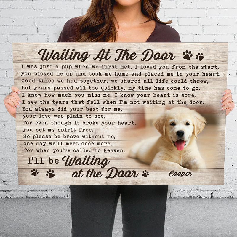 Custom Photo Waiting At The Door - Dog & Cat Personalized Custom Horizontal Canvas - Gift For Pet Owners, Pet Lovers