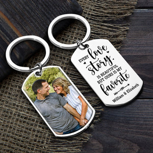 Our Love Story Is My Favorite - Upload Image, Gift For Couples - Personalized Keychain