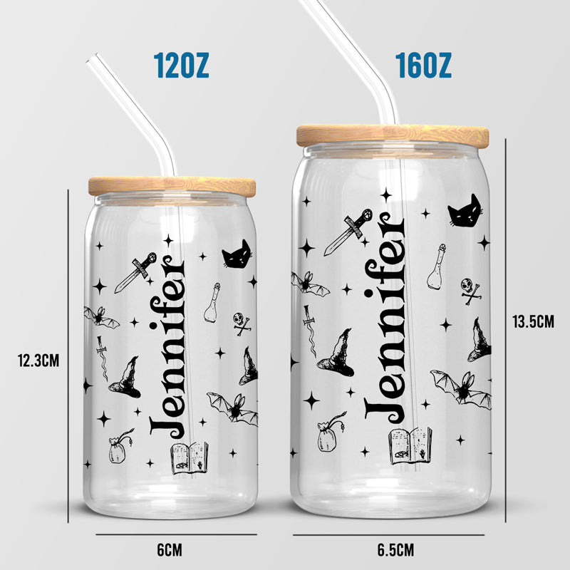 Witches Coffee - Personalized Custom Witch Glass Cup, Iced Coffee Cup - Halloween Gift For Witches, Yourself