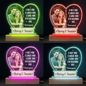 Photo personnalisée « Je t'aimerai toujours » – Lampe LED 3D personnalisée en forme de couple – Cadeau pour mari et femme, anniversaire