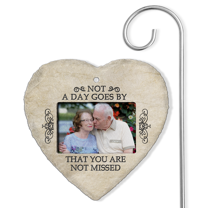 Custom Photo Not A Day Goes By That You Are Not Missed - Memorial Personalized Custom Memorial Garden Slate & Hook - Sympathy Gift For Family Members