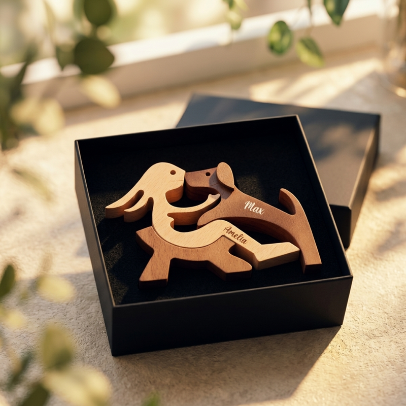 Personalized Custom Wooden Pet Carvings - The Love Between You And Your Fur-Friend - Gift For Pet Lovers - Wood Sculpture Table Ornaments, Carved Wood Decor