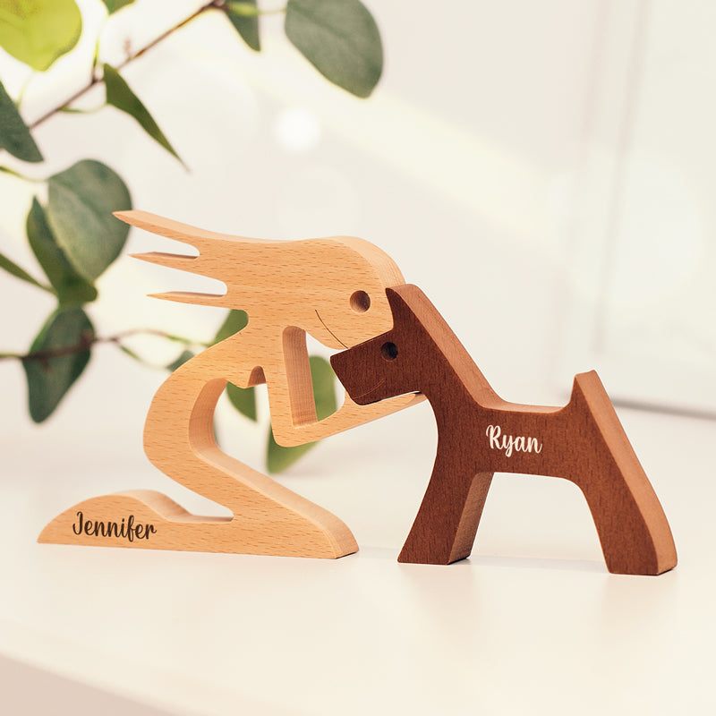 Personalized Custom Wooden Pet Carvings - Cuteness Overload - Gift For Pet Lovers - Wood Sculpture Table Ornaments, Carved Wood Decor