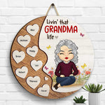 Livin' That Grandma Life - Gift For Mom, Grandma - Personalized Shaped Wood Sign