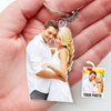 Porte-clés personnalisé en acrylique avec photo « Dans tes bras, c'est mon endroit préféré » pour couple, décoration de voiture, cadeau pour mari et femme, anniversaire
