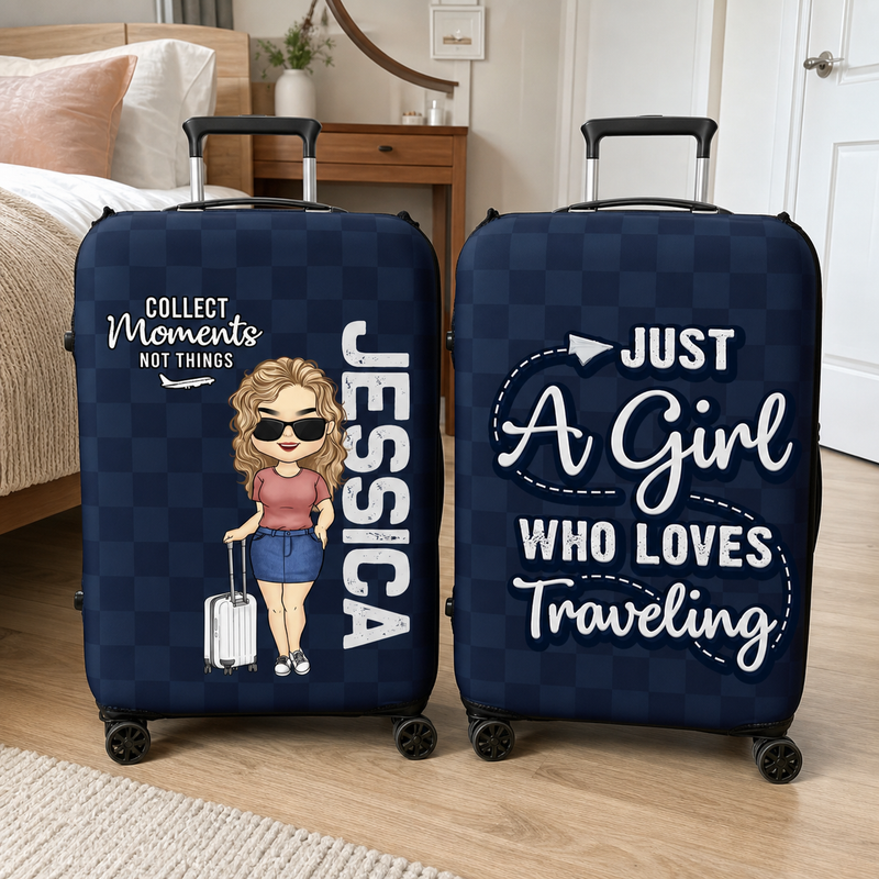 Personalized Custom Luggage Cover - Gift For Traveling Lovers, Travel Essentials For Women, Luggage Covers For Suitcase, Vacation Must Haves, Travel Gifts For Women, Honeymoon Essentials
