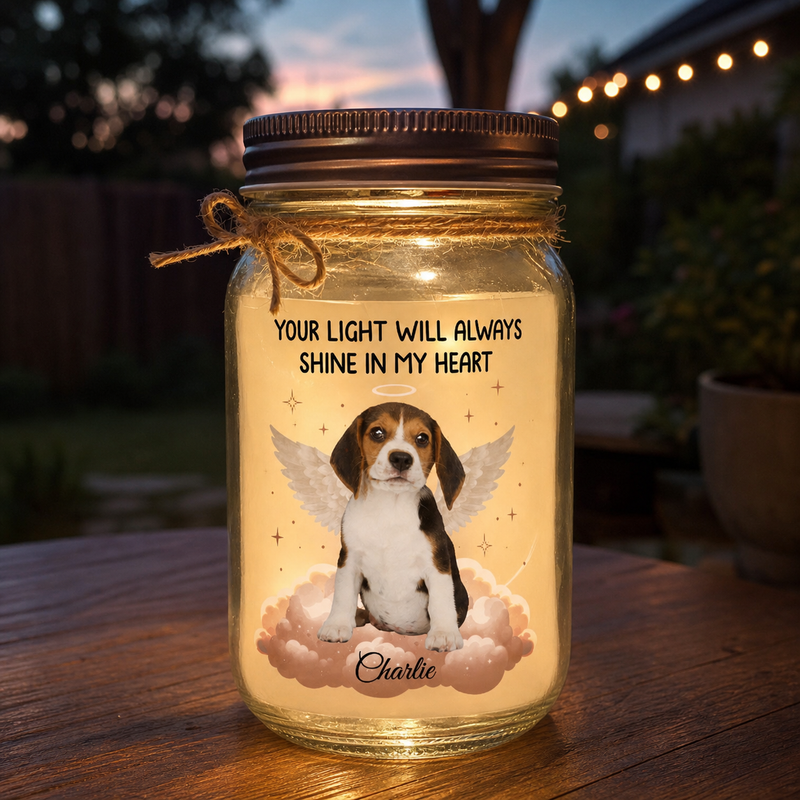 Custom Photo Forever In My Heart - Memorial Personalized Custom Mason Jar Light - Sympathy Gift For Pet Owners, Pet Lovers
