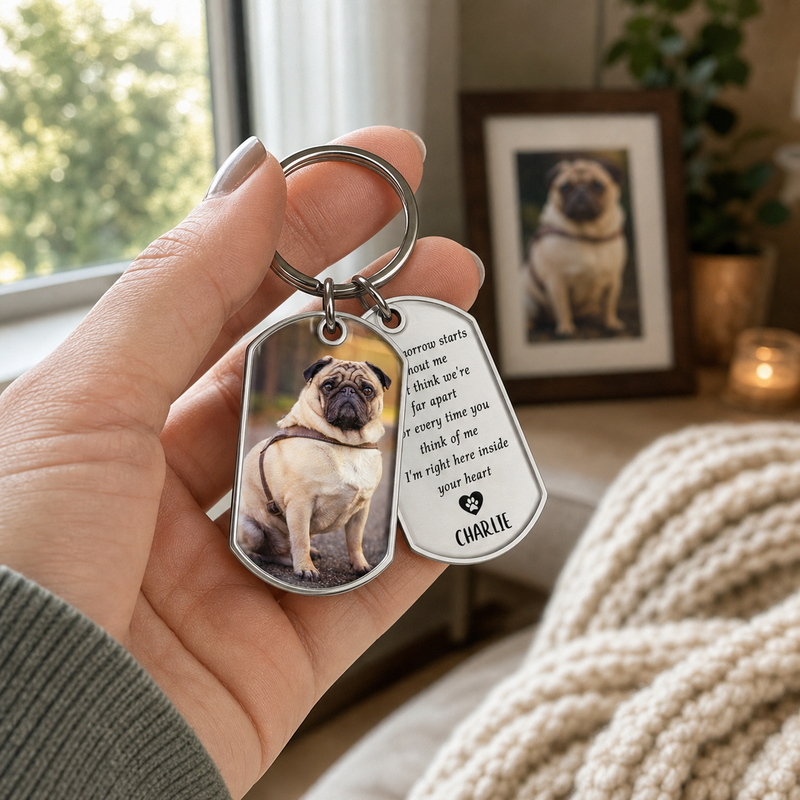 Custom Photo Forever My Furry Angel - Memorial Personalized Custom Keychain - Sympathy Gift For Pet Owners, Pet Lovers