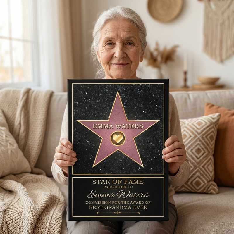 Dad Star Of Fame - Family Personalized Custom Vertical Canvas - Mother's Day, Father's Day Birthday Gifts For Mom, Dad