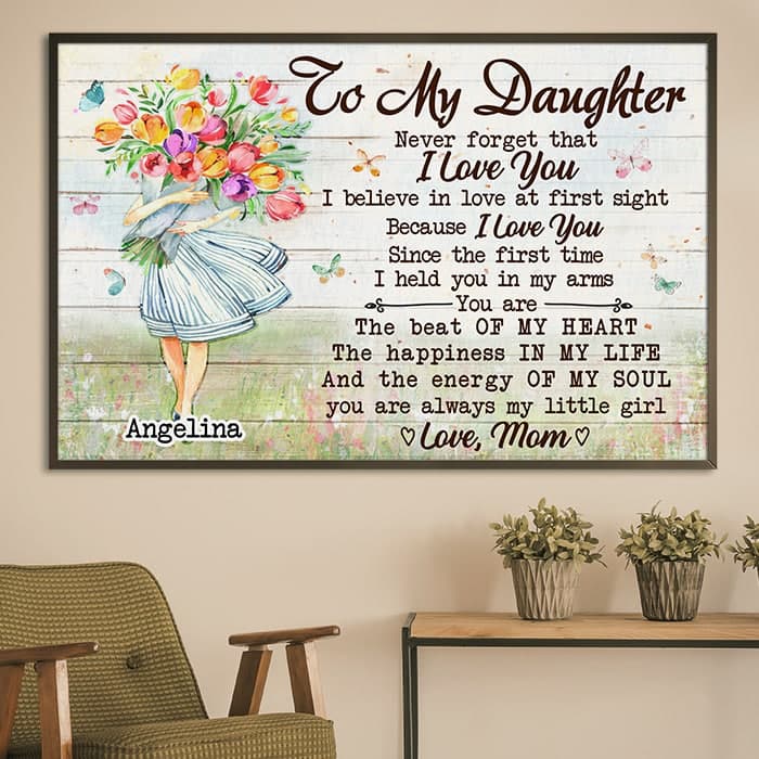 You're The Beat Of My Heart - Gift For Daughter - Personalized Horizontal Poster.