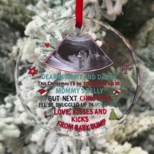 Custom Photo Next Christmas I'll Be Snuggled Up In Your Arms - Family Personalized Custom Circle Glass Ornament - Christmas Gift For Baby Kids, Newborn Baby