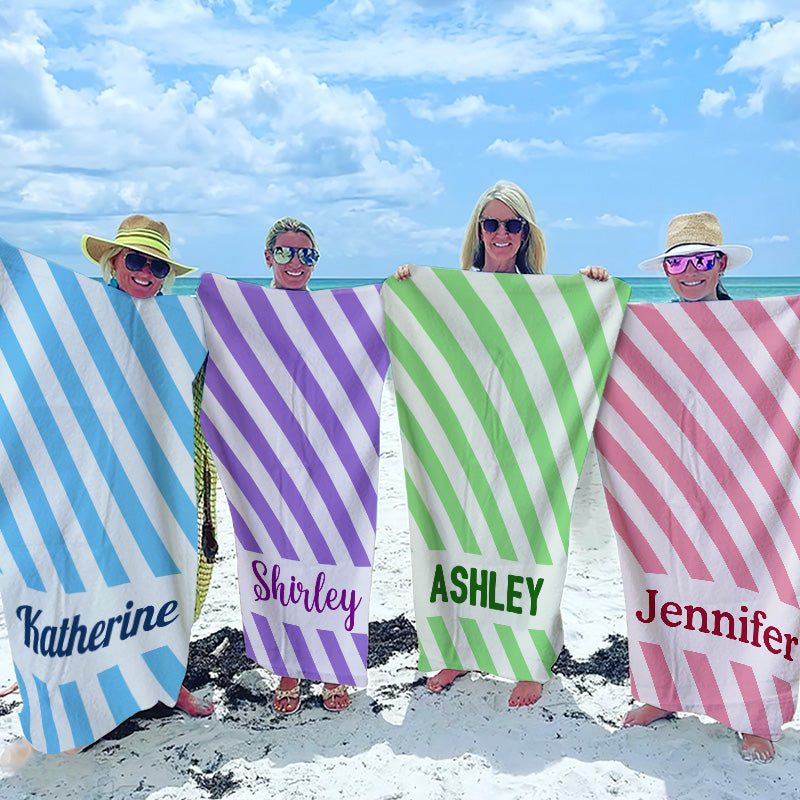 Summer Is In The Air - Bestie Personalized Custom Beach Towel - Summer Vacation Gift, Birthday Pool Party Gift For Best Friends, BFF, Sisters