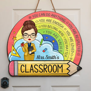 You Are Valued - Teacher Personalized Custom Shaped Home Decor Wood Sign - House Warming Gift For Teacher, Back To School