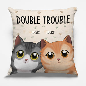 Double Trouble - Cat Personalized Custom Pillow - Gift For Pet Owners, Pet Lovers