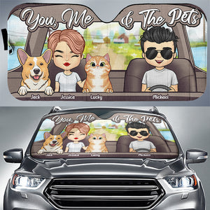 You, Me And Our Dogs - Personalized Auto Sunshade - Gift For Couples, Husband Wife