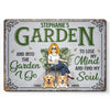 Into This Garden I Go To Lose My Mind And Find My Soul - Dog Personalized Custom Home Decor Metal Sign - House Warming Gift For Pet Owners, Pet Lovers, Gardening Lovers