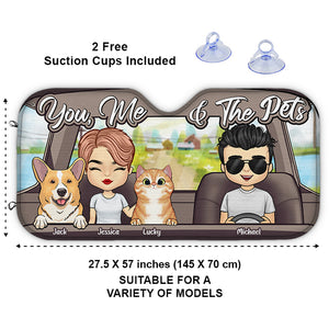 You, Me And Our Dogs - Personalized Auto Sunshade - Gift For Couples, Husband Wife