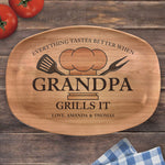 Custom Grandpa Grilling Family Gifts - Personalized Platter