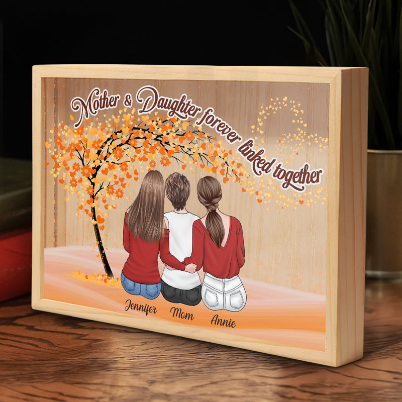 Mother & Daughters, Our Love Knows No Distance - Family Personalized Custom Frame Light Box - Birthday Gift For Mom