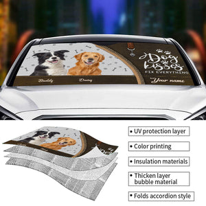 Custom Photo Life Is Better With Fur Babies - Dog & Cat Personalized Custom Auto Windshield Sunshade, Car Window Protector - Gift For Pet Owners, Pet Lovers