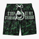 Stop Staring At My Cock - Funny Personalized Custom Tropical Hawaiian Aloha Men Beach Shorts - Summer Vacation Gift, Birthday Party Gift For Husband