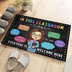 It's Okay To Be Yourself In This Classroom - Teacher Personalized Custom Decorative Mat - Gift For Teacher, Back To School
