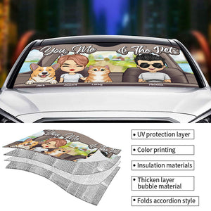 You, Me And Our Dogs - Personalized Auto Sunshade - Gift For Couples, Husband Wife