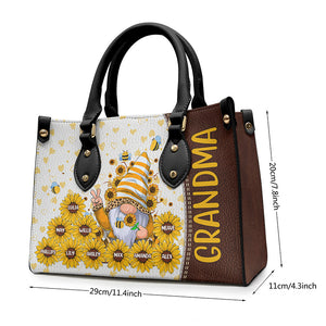 Grandma, You Are My Sunshine - Family Personalized Custom Leather Handbag - Birthday Gift For Grandma