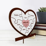 We Love You To Pieces - Family Personalized Custom 2-Layered Wooden Plaque With Stand - House Warming Gift For Mom