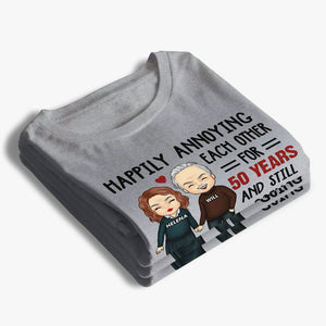 Happily Annoying Each Other - Couple Personalized Custom Unisex T-shirt, Hoodie, Sweatshirt - Gift For Husband Wife, Anniversary