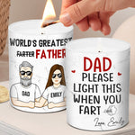 Dad, Please Light This - Family Personalized Custom Smokeless Scented Candle - Father's Day, Birthday Gift For Dad
