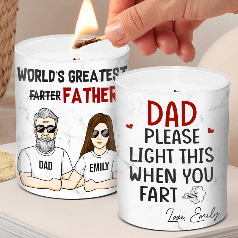 Dad, Please Light This - Family Personalized Custom Smokeless Scented Candle - Father's Day, Birthday Gift For Dad