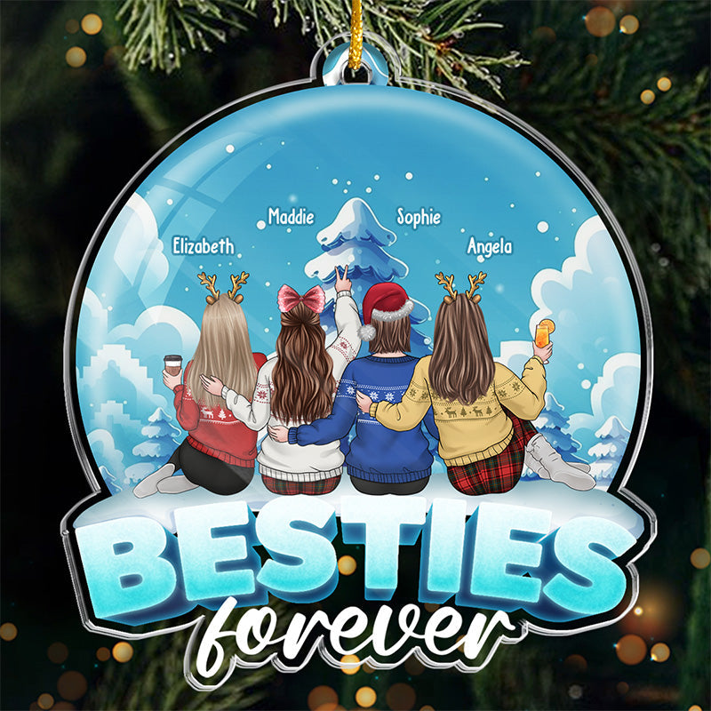 Because Of You I Laugh A Little Harder - Bestie Personalized Custom Ornament - Acrylic Custom Shaped - Christmas Gift For Best Friends, BFF, Sisters
