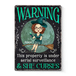 Warning This Property Is Under Aerial Surveillance - Personalized Custom Home Decor Witch Metal Sign - Halloween Gift For Witches, Yourself