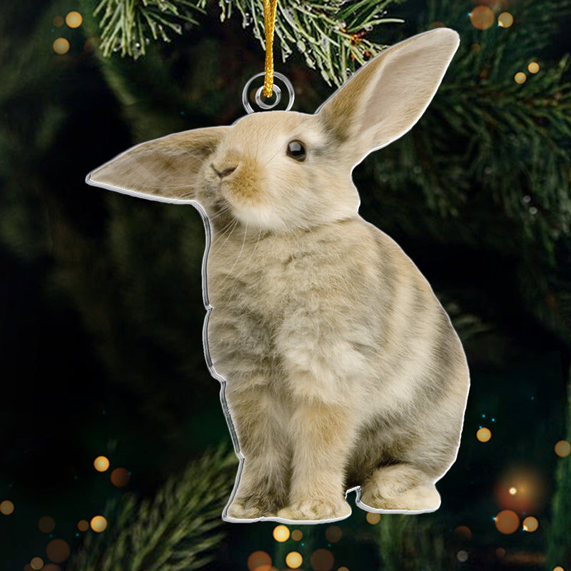Custom Photo Lovely Rabbit - Rabbit Personalized Custom Ornament - Acrylic Custom Shaped - Christmas Gift For Pet Owners, Pet Lovers