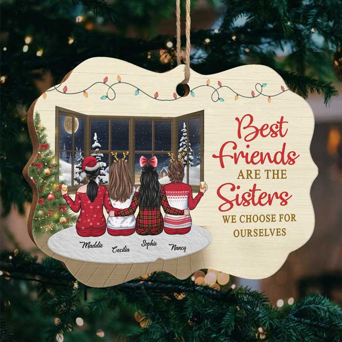 Best Friends Are The Sisters We Choose - Personalized Custom Benelux Shaped Wood Christmas Ornament - Gift For Bestie, Best Friend, Sister, Birthday Gift For Bestie And Friend, Christmas New Arrival Gift