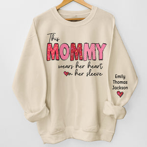 This Granny Wears Her Heart On Her Sleeve - Family Personalized Custom Unisex Sweatshirt With Design On Sleeve - Gift For Mom, Grandma