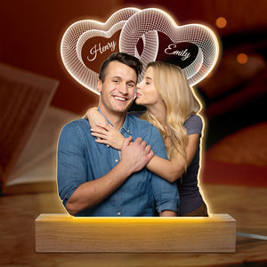 Photo personnalisée « Je te veux toujours jusqu'au bout » - Lampe LED 3D personnalisée pour couple - Téléchargez une photo pour un cadeau d'anniversaire ou de mariage