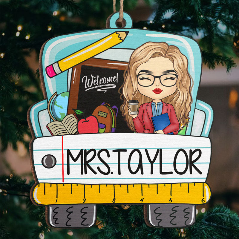 Best Teacher Ever - Teacher Personalized Custom Ornament - Wood Custom Shaped - Christmas Gift For Teacher