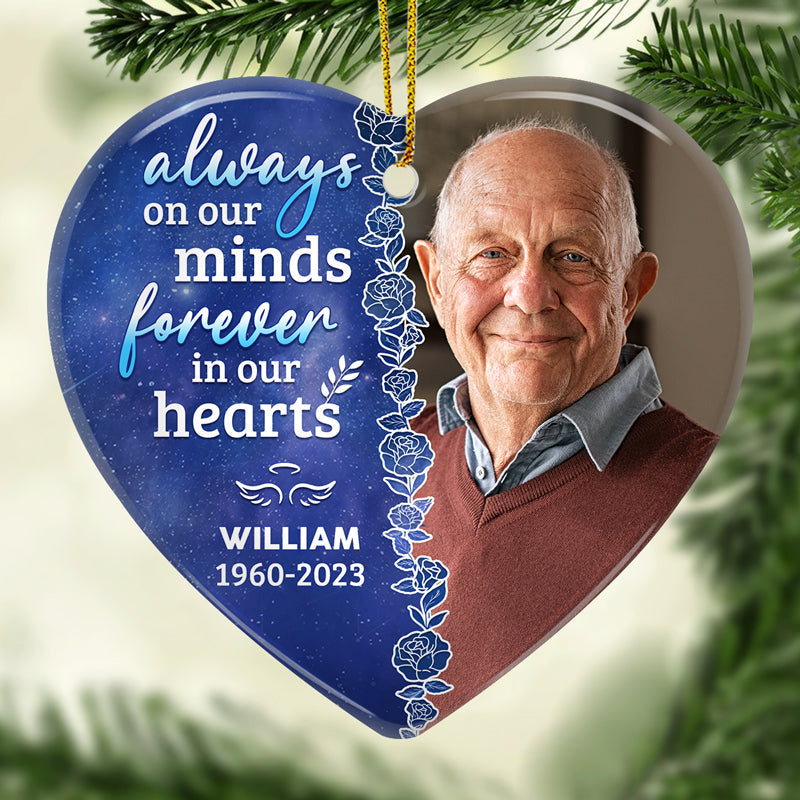 Custom Photo Not A Day Goes By That You‚re Not Missed - Memorial Personalized Custom Ornament - Ceramic Heart Shaped - Christmas Gift, Sympathy Gift For Family Members