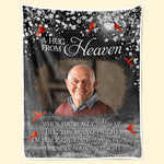 Custom Photo A Hug From Heaven - Memorial Personalized Custom Blanket - Christmas Gift, Sympathy Gift For Family Members